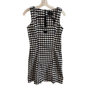 Lazy Oaf Gingham Heart Black & White Sleeveless Mini Dress Size Small